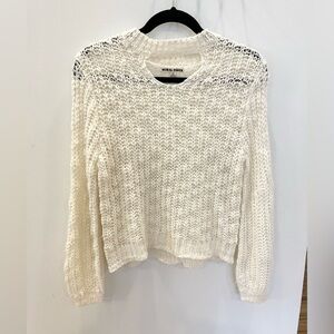 Moral Fiber - Women’s Knit Cutout Neck Crochet Sweater